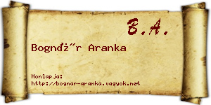 Bognár Aranka névjegykártya