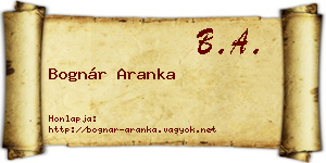 Bognár Aranka névjegykártya