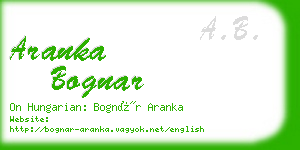 aranka bognar business card